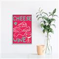 Picture of Cheese and Wine Typography Poster _GroupedProduct_Rectangle_Portrait_Canvas_Framed_