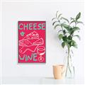 Picture of Cheese and Wine Typography Poster _GroupedProduct_Rectangle_Portrait_Canvas_Framed_