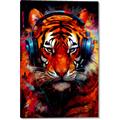 Picture of Tiger With Headphones animal _GroupedProduct_Rectangle_Portrait_Canvas_