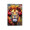Picture of Lion With Headphones animal _GroupedProduct_Rectangle_Portrait_Canvas_