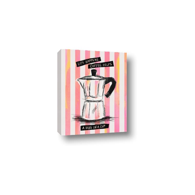 Picture of Mocca Coffee on Stripes - Hug in a Cup _GroupedProduct_Rectangle_Portrait_Canvas_