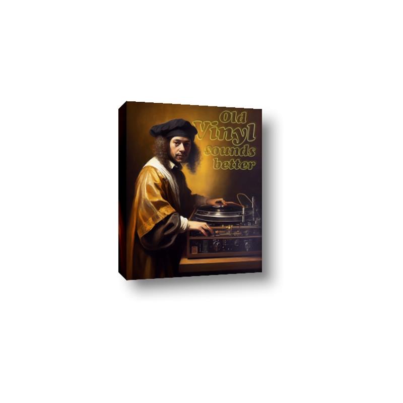 Picture of Old Vinyl Sounds Better Typography Poster _GroupedProduct_Rectangle_Portrait_Canvas_