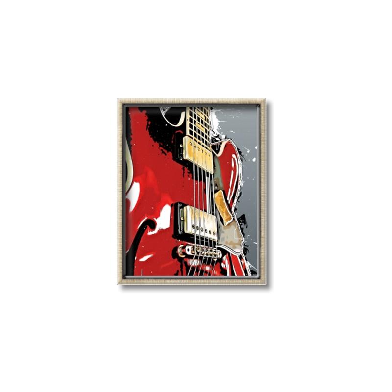 Picture of Retro Red guitar Poster _GroupedProduct_Rectangle_Portrait_Canvas_Framed_