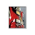 Picture of Retro Red guitar Poster _GroupedProduct_Rectangle_Portrait_Canvas_Framed_