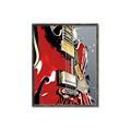 Picture of Retro Red guitar Poster _GroupedProduct_Rectangle_Portrait_Canvas_Framed_