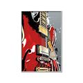 Picture of Retro Red guitar Poster _GroupedProduct_Rectangle_Portrait_Canvas_Framed_