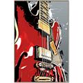 Picture of Retro Red guitar Poster _GroupedProduct_Rectangle_Portrait_Canvas_Framed_