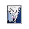 Picture of Retro Blue guitar Poster _GroupedProduct_Rectangle_Portrait_Canvas_Framed_