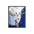 Picture of Retro Blue guitar Poster _GroupedProduct_Rectangle_Portrait_Canvas_Framed_
