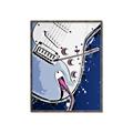Picture of Retro Blue guitar Poster _GroupedProduct_Rectangle_Portrait_Canvas_Framed_