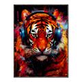 Picture of Tiger With Headphones animal _GroupedProduct_Rectangle_Portrait_Canvas_Framed_