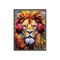 Picture of Lion With Headphones animal _GroupedProduct_Rectangle_Portrait_Canvas_Framed_