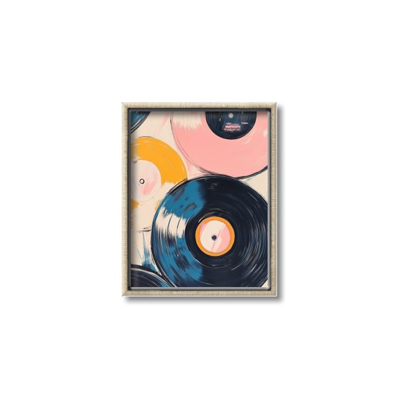 Picture of Retro Vinyl Records Poster _GroupedProduct_Rectangle_Portrait_Canvas_Framed_