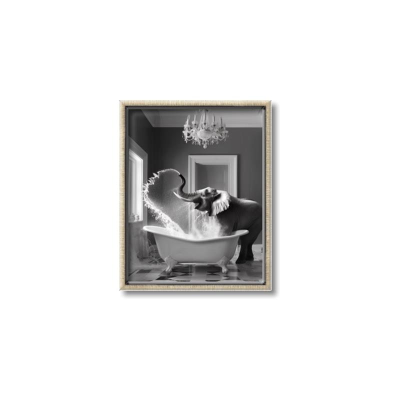 Picture of Joyful Elephant Bath Time _GroupedProduct_Rectangle_Portrait_Canvas_Framed_