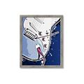 Picture of Retro Blue guitar Poster _GroupedProduct_Rectangle_Portrait_Framed_Matted_