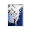 Picture of Retro Blue guitar Poster _GroupedProduct_Rectangle_Portrait_Framed_Matted_