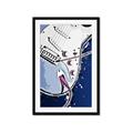 Picture of Retro Blue guitar Poster _GroupedProduct_Rectangle_Portrait_Framed_Matted_