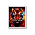 Picture of Tiger With Headphones animal _GroupedProduct_Rectangle_Portrait_Framed_Matted_