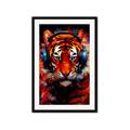 Picture of Tiger With Headphones animal _GroupedProduct_Rectangle_Portrait_Framed_Matted_