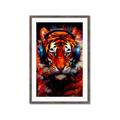 Picture of Tiger With Headphones animal _GroupedProduct_Rectangle_Portrait_Framed_Matted_