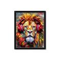 Picture of Lion With Headphones animal _GroupedProduct_Rectangle_Portrait_Framed_Matted_