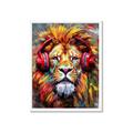 Picture of Lion With Headphones animal _GroupedProduct_Rectangle_Portrait_Framed_Matted_