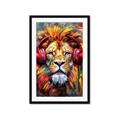 Picture of Lion With Headphones animal _GroupedProduct_Rectangle_Portrait_Framed_Matted_