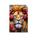 Picture of Lion With Headphones animal _GroupedProduct_Rectangle_Portrait_Unframed_Print_Only_