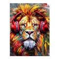 Picture of Lion With Headphones animal _GroupedProduct_Rectangle_Portrait_Unframed_Print_Only_