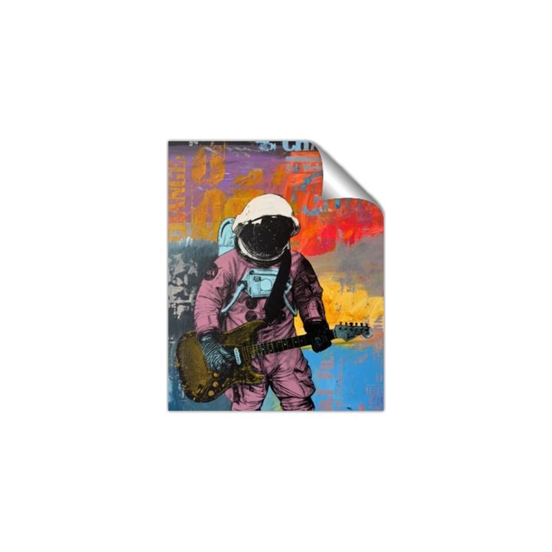 Picture of Retro Spaceman with Guitar Poster _GroupedProduct_Rectangle_Portrait_Unframed_Print_Only_
