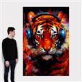 Picture of Tiger With Headphones animal _GroupedProduct_Rectangle_Portrait_Canvas_