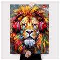 Picture of Lion With Headphones animal _GroupedProduct_Rectangle_Portrait_Canvas_