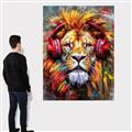 Picture of Lion With Headphones animal _GroupedProduct_Rectangle_Portrait_Canvas_