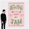 Picture of Sewing is my Jam Typography Poster _GroupedProduct_Rectangle_Portrait_Canvas_