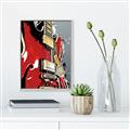Picture of Retro Red guitar Poster _GroupedProduct_Rectangle_Portrait_Canvas_Framed_
