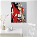 Picture of Retro Red guitar Poster _GroupedProduct_Rectangle_Portrait_Canvas_Framed_