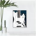 Picture of Retro White guitar Poster _GroupedProduct_Rectangle_Portrait_Canvas_Framed_