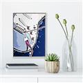 Picture of Retro Blue guitar Poster _GroupedProduct_Rectangle_Portrait_Canvas_Framed_