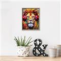 Picture of Lion With Headphones animal _GroupedProduct_Rectangle_Portrait_Canvas_Framed_