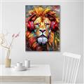 Picture of Lion With Headphones animal _GroupedProduct_Rectangle_Portrait_Canvas_Framed_