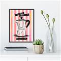 Picture of Mocca Coffee on Stripes - Hug in a Cup _GroupedProduct_Rectangle_Portrait_Canvas_Framed_