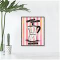 Picture of Mocca Coffee on Stripes - Hug in a Cup _GroupedProduct_Rectangle_Portrait_Canvas_Framed_