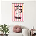 Picture of Mocca Coffee on Stripes - Hug in a Cup _GroupedProduct_Rectangle_Portrait_Canvas_Framed_
