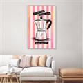Picture of Mocca Coffee on Stripes - Hug in a Cup _GroupedProduct_Rectangle_Portrait_Canvas_Framed_