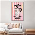 Picture of Mocca Coffee on Stripes - Hug in a Cup _GroupedProduct_Rectangle_Portrait_Canvas_Framed_