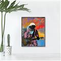 Picture of Retro Spaceman with Guitar Poster _GroupedProduct_Rectangle_Portrait_Canvas_Framed_