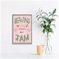 Picture of Sewing is my Jam Typography Poster _GroupedProduct_Rectangle_Portrait_Canvas_Framed_
