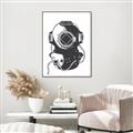 Picture of Vintage Diver Poster _GroupedProduct_Rectangle_Portrait_Canvas_Framed_