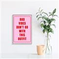 Picture of Bad Vibes Typography Poster _GroupedProduct_Rectangle_Portrait_Canvas_Framed_