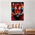 Picture of Tiger With Headphones animal _GroupedProduct_Rectangle_Portrait_Unframed_Print_Only_
